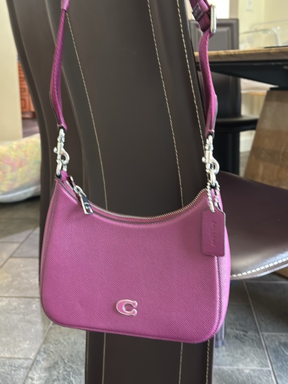 Coach Magenta Crossbody Bag with Silver Hardware